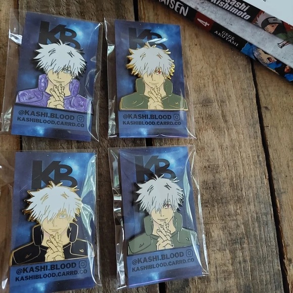 Kakashi / Gojo mashup enamel pin anime fan made Naruto / jujutsu Kaisen - Picture 3 of 3